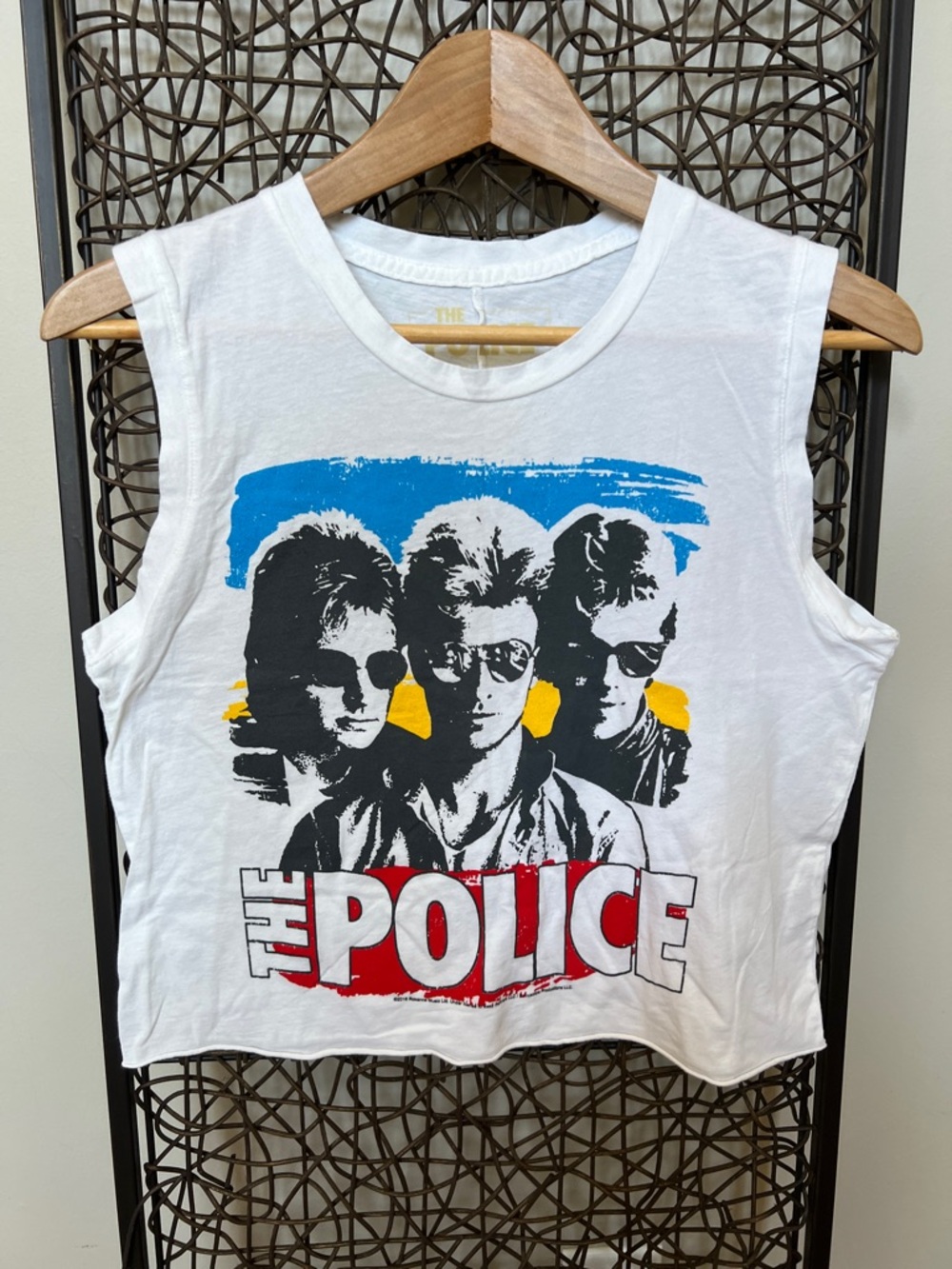 Vintage 1983 The Police "Synchronicity" tour sleeveless t-shirt 80s white crop